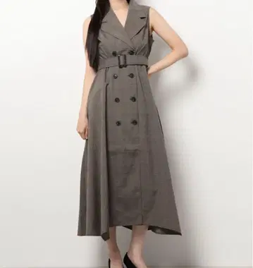 [ 새상품 ] dazzlin 슬리브리스 체크 트렌치 원피스