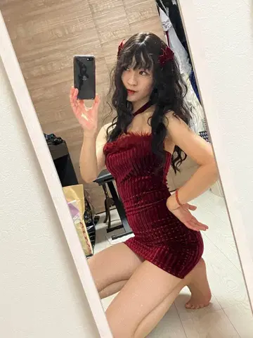 버건디 벨벳 슬리브리스 미니 원피스