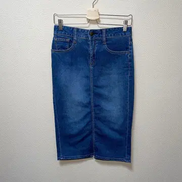 래퍼 데님 청바지 무릎 기장 타이트 스커트 캐주얼 심플 S