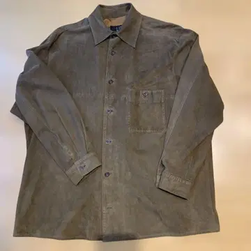 dunhill 올리브 그린 스웨이드 긴팔 셔츠