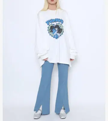 프론트 슬릿 플레어 팬츠 1 사이즈 색스 블루