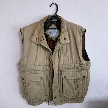 베이지 슬리브리스 베스트 체크 안감