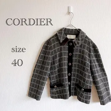 CORDIER 테일러드 자켓 사이즈 40 격자 무늬 그레이 졸업식 입학식