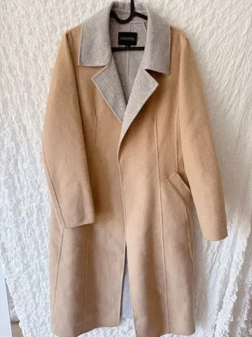 베이지 노카라 롱 코트 바나나 브릭