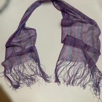 보라색 계열 스트라이프 프린지 스톨