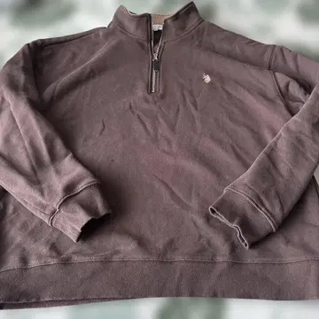 U.S. POLO ASSN. 브라운 하프 지퍼 L