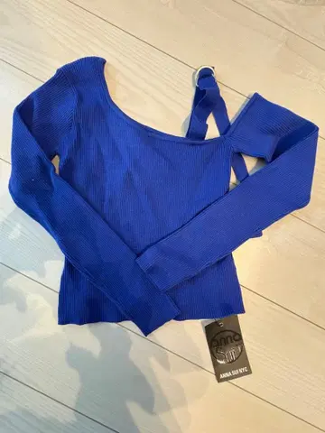 안나수이 nyc 오프숄더 니트 블루 파랑 댄스 한국 y2k