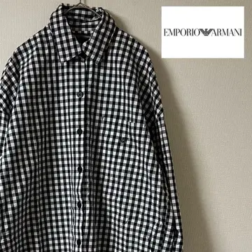 EMPORIO ARMANI/롱 셔츠/블랙 x 화이트
