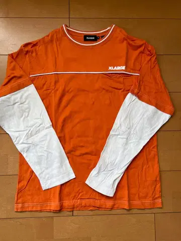 XLARGE 오렌지/화이트 긴팔 티셔츠