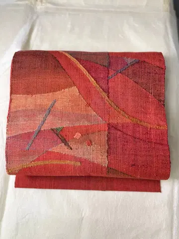 T42 일본 의류 기모노 오비 순수 실크 모던 패턴 나고야 오비