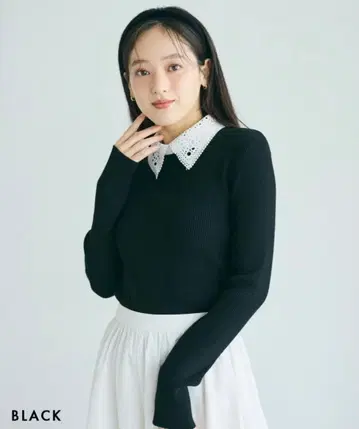 2TYPE 카라 부착 리브 니트 BLACK