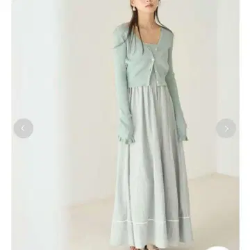 릴리 브라운 프릴 슬리브 가디건 니트 뷔스티에 절개 원피스