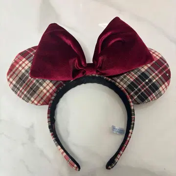 디즈니 머리띠 미니 체크 레드 신상