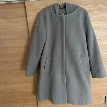 GLOBAL WORK 베이지 후드 부착 롱 코트