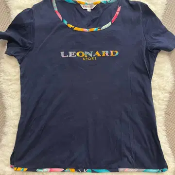 LEONARD SPORT 네이비 반팔 T셔츠 40