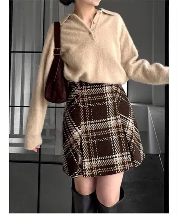 스나이델 Sustainable 로빙 체크 미니 스커트