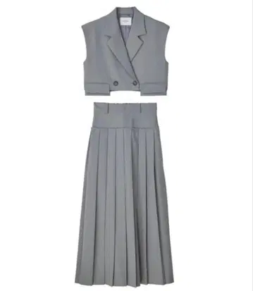 LAYER VEST WITH PLEATS SKIRT GLAY