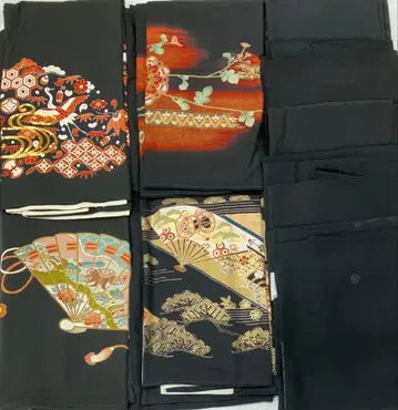 기모노 흑전통 예복 기모노 무지 블랙 계열 9벌 묶음 리메이크 전통