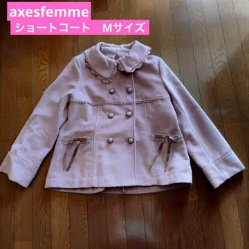 axesfemme 핑크 더블 숏코트 레이스 리본