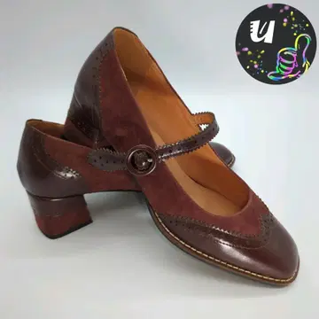 브라운 스트랩 힐 슈즈