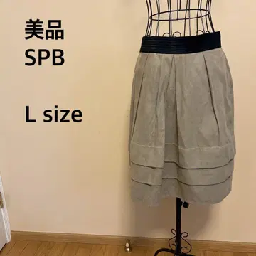 [ 새상품급 ] SPB/스웨이드 스커트/베이지/무릎 기장/허리밴딩