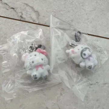 2개 세트 산리오 메지루시 액세서리 포근포근 스노우 키티 쿠로미