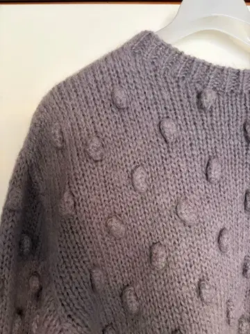 oshimarei 포코포코 편직 연보라 크롭 니트