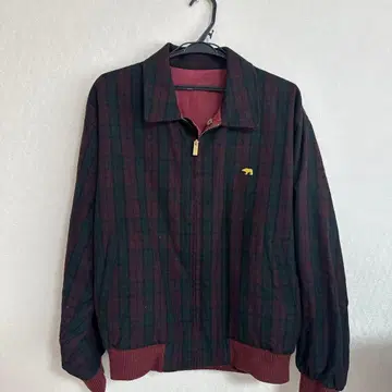 다크 그린 체크 블루종