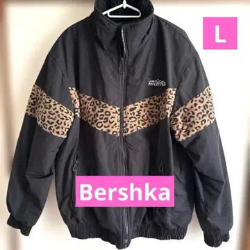 Bershja 블랙 레오파드 무늬 블루종 L 사이즈