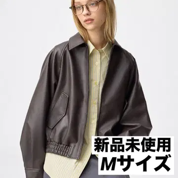 GU 인조 가죽 해링턴 자켓 브라운 M 사이즈