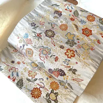 보물 문양 은색 후쿠로 오비