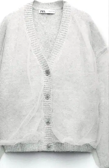 [ 한 번만 착용 ] ZARA 튤 니트 가디건