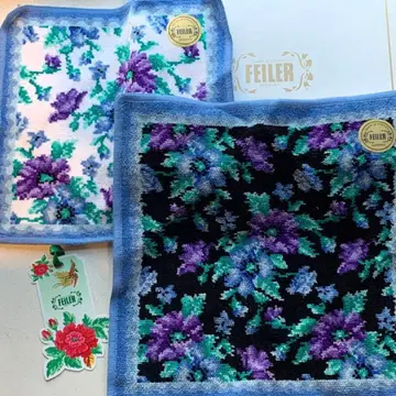 [ 미사용 새상품 ] FEILER 손수건 2장 세트 꽃무늬