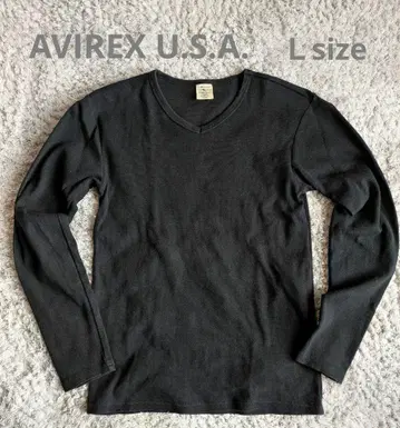 새상품급 AVIREX 아비렉스 V넥 긴팔 티셔츠 블랙 L사이즈