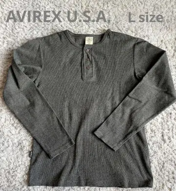 새상품급 AVIREX 다크 그레이 헨리넥 긴팔 티셔츠 L 사이즈