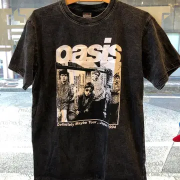 오아시스 oasis L 밴딩 티셔츠 락 티셔츠 블랙 .