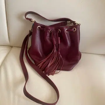 버건디 가죽 버킷 백