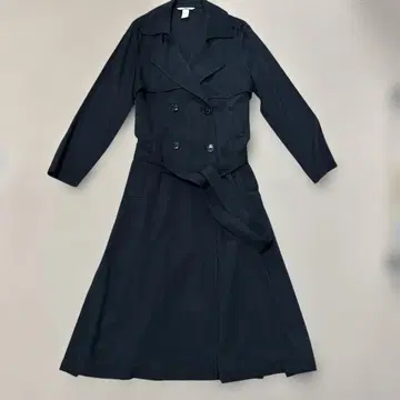 H&M 블랙 더블 브레스트 롱 코트 사이드 슬릿 포함 M 사이즈