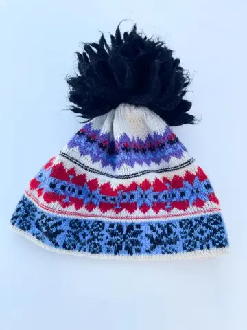 90s 노르딕 무늬 니트 모자 폼폼 포함 폼폼 니트