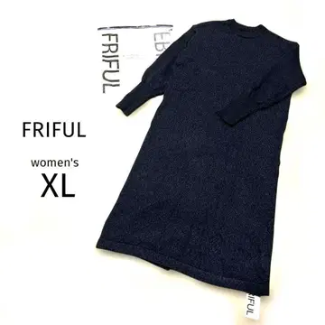 미사용 새상품 FRIFUL 다크 그레이 니트 롱 원피스 여성용 XL