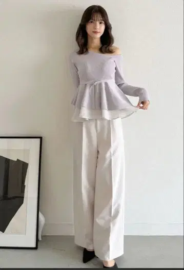 머큐리 듀오 이소재 도킹 페플럼 니트 라벤더