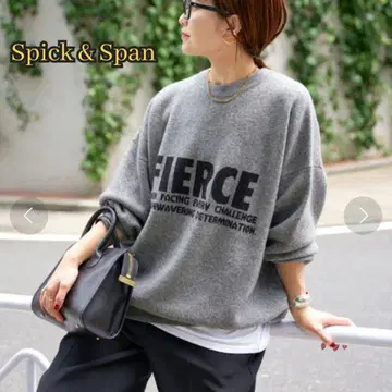 새상품급 스픽 앤 스팬 로고 니트 풀오버 스웨터 그레이