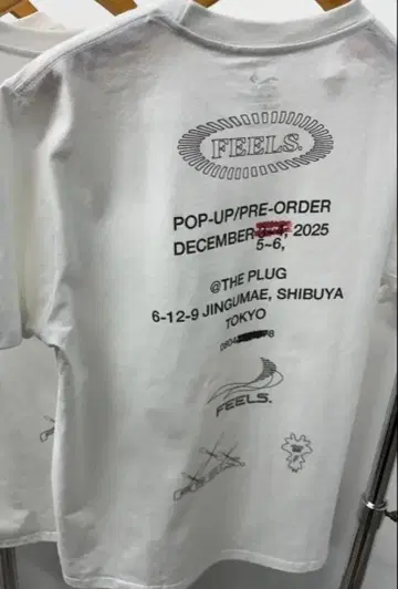FEELS. 우에스기 슈헤이 팝업 T셔츠 M 사이즈 화이트 미개봉 새상품