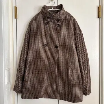 시마무라 choco 스탠드넥 코트 체크 M 사이즈