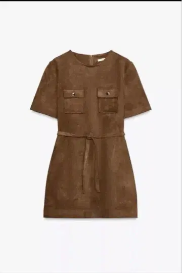 스웨이드풍 브라운 원피스 벨트 포함