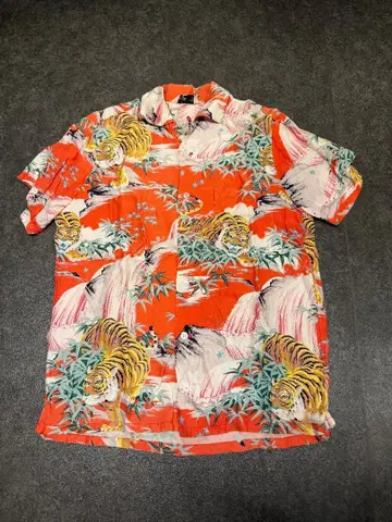 Artvogue 호랑이 무늬 반팔 하와이안 셔츠
