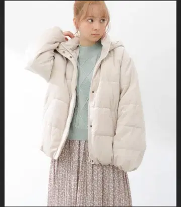 미사용 새상품 Honeys 코듀로이 다운 후드 부착 크림색