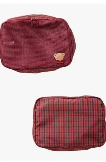 familiar 파우치(S) 빨간색 체크 무늬