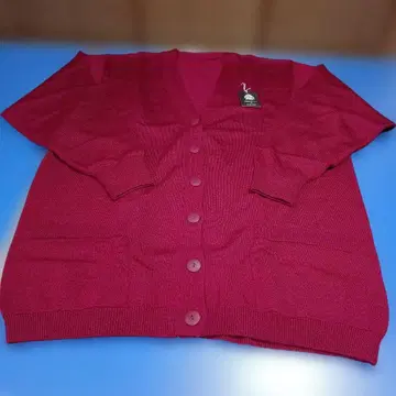 와인 레드 긴팔 가디건 세탁기 사용 가능한 울, 여성 L