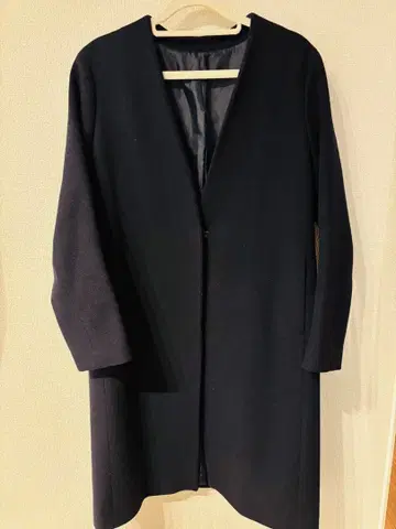 네이비 롱 코트 V넥